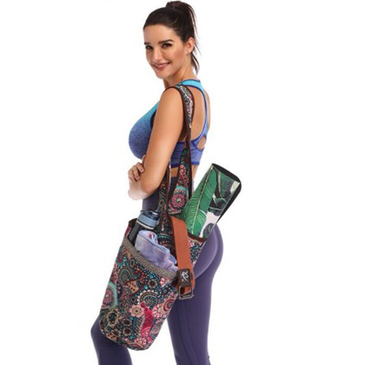 Durable Over-the-Shoulder 2 Pocket Canvas Yoga Tote - Mandalas