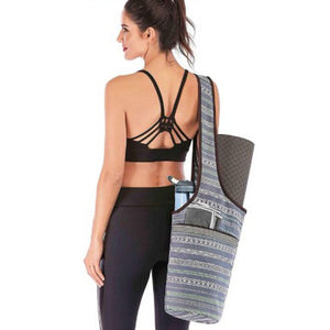 Durable Over-the-Shoulder 2 Pocket Canvas Yoga Tote - Winter Striations