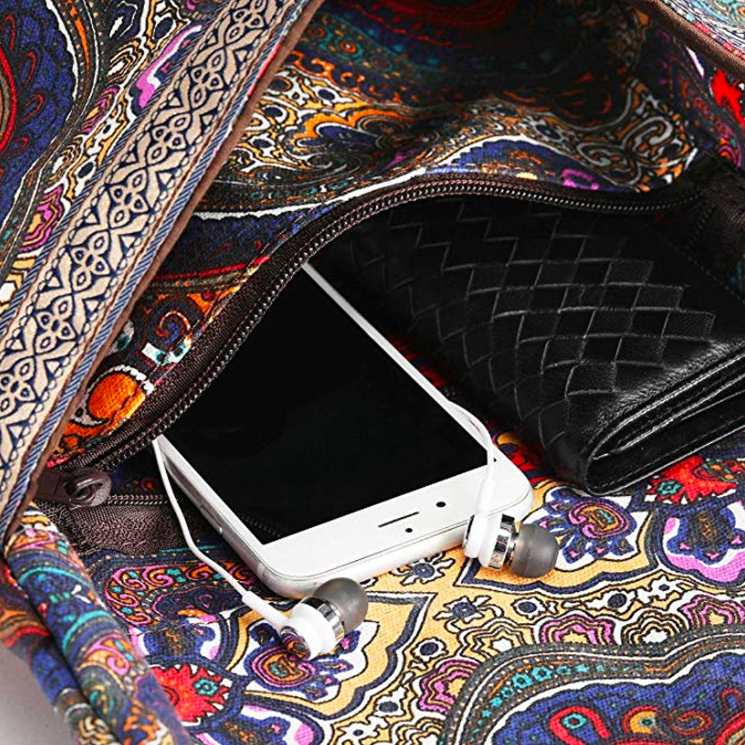 Durable Over-the-Shoulder 2 Pocket Canvas Yoga Tote - Mandalas